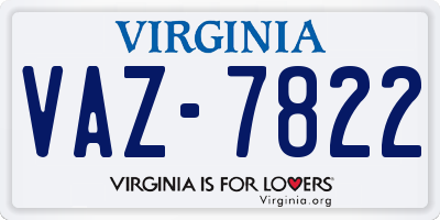 VA license plate VAZ7822