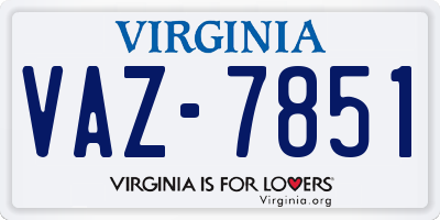 VA license plate VAZ7851