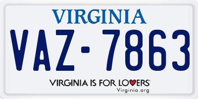 VA license plate VAZ7863