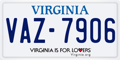 VA license plate VAZ7906