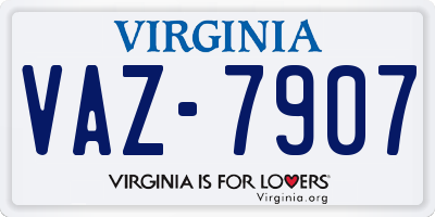 VA license plate VAZ7907