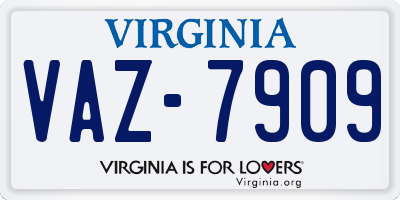 VA license plate VAZ7909