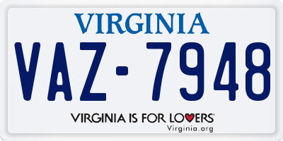 VA license plate VAZ7948