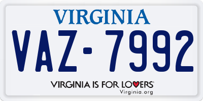 VA license plate VAZ7992
