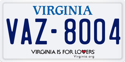 VA license plate VAZ8004