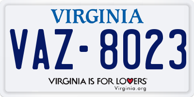 VA license plate VAZ8023