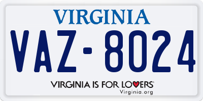 VA license plate VAZ8024