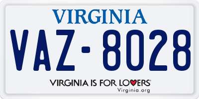 VA license plate VAZ8028