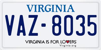 VA license plate VAZ8035