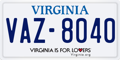 VA license plate VAZ8040