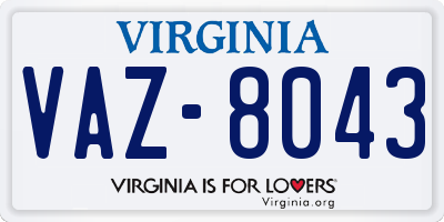 VA license plate VAZ8043