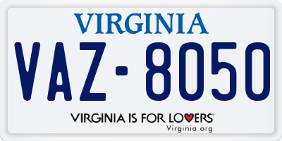 VA license plate VAZ8050