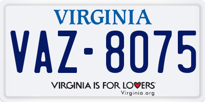 VA license plate VAZ8075