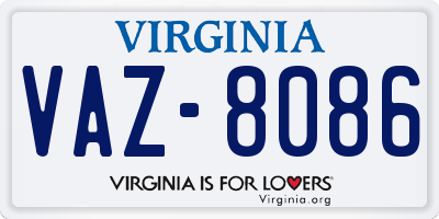 VA license plate VAZ8086