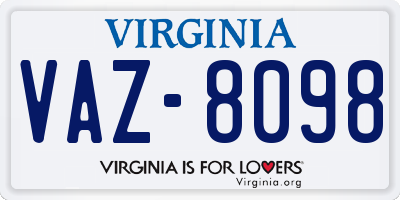 VA license plate VAZ8098