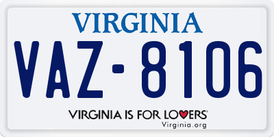 VA license plate VAZ8106