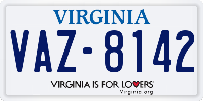 VA license plate VAZ8142