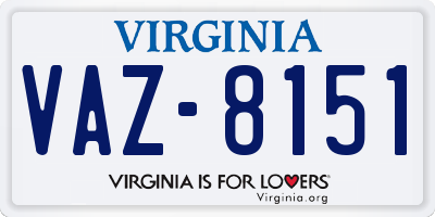 VA license plate VAZ8151