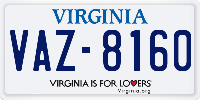 VA license plate VAZ8160