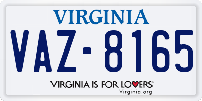 VA license plate VAZ8165