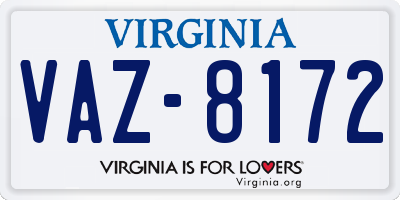 VA license plate VAZ8172