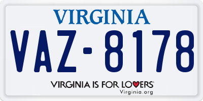 VA license plate VAZ8178