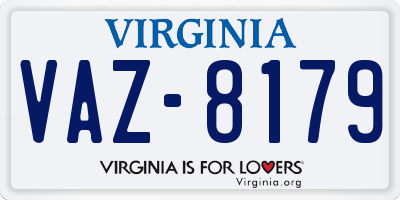 VA license plate VAZ8179