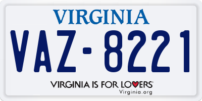 VA license plate VAZ8221