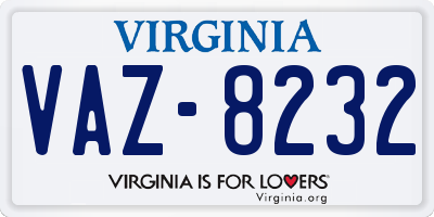 VA license plate VAZ8232