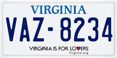 VA license plate VAZ8234