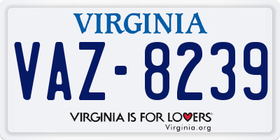 VA license plate VAZ8239