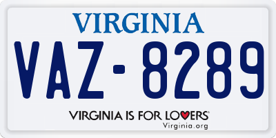 VA license plate VAZ8289