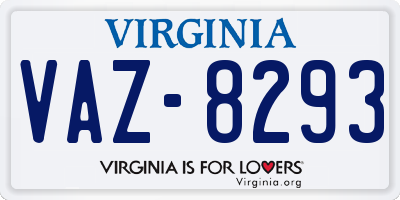 VA license plate VAZ8293