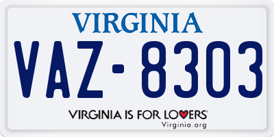 VA license plate VAZ8303