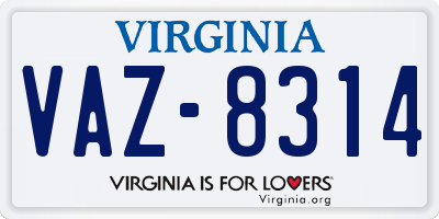 VA license plate VAZ8314