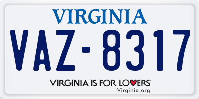 VA license plate VAZ8317