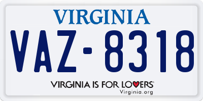 VA license plate VAZ8318