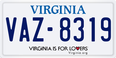 VA license plate VAZ8319