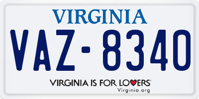 VA license plate VAZ8340