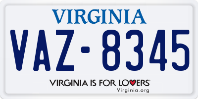VA license plate VAZ8345