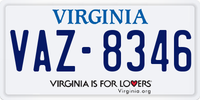 VA license plate VAZ8346
