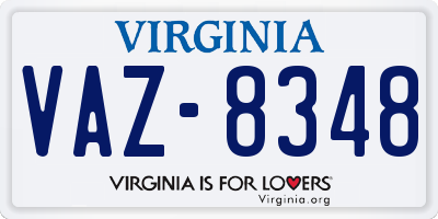 VA license plate VAZ8348