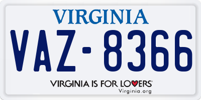 VA license plate VAZ8366