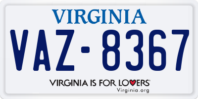 VA license plate VAZ8367