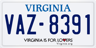 VA license plate VAZ8391