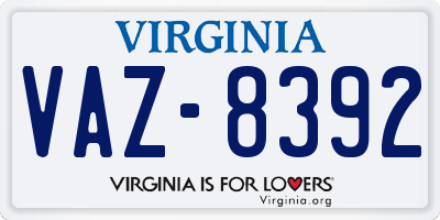 VA license plate VAZ8392