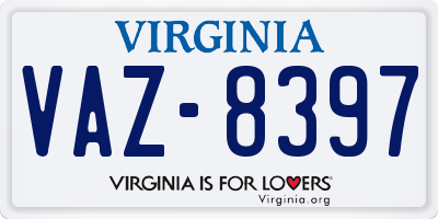 VA license plate VAZ8397