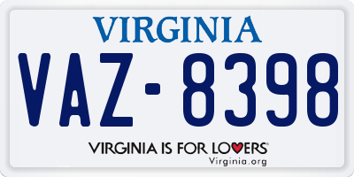 VA license plate VAZ8398