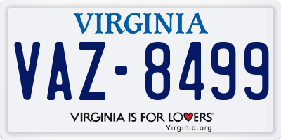 VA license plate VAZ8499