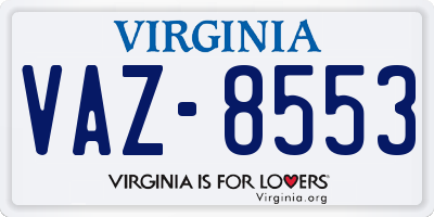 VA license plate VAZ8553